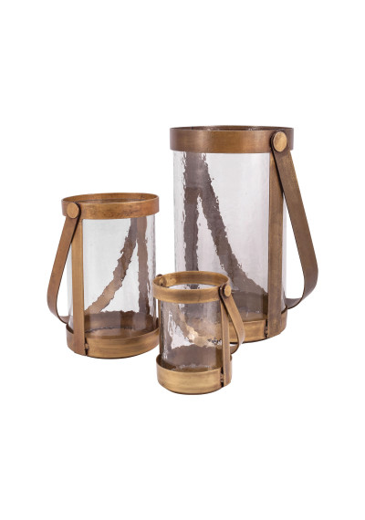 Brass & Glass Pillar Holder Lanterns 