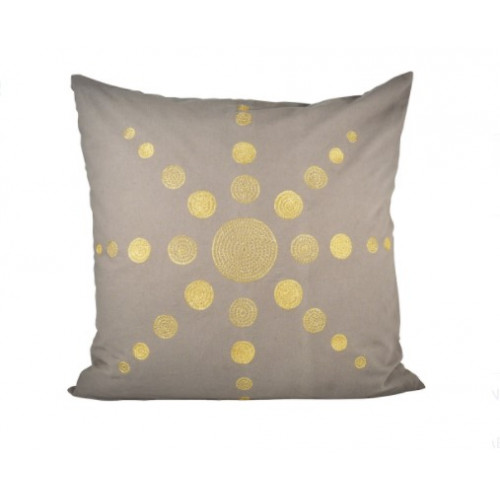 Gold Sunburst Design Grey Accent Throw Pillow