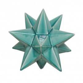 Teal Blue Ceramic Star Crackle Glaze Finish Table Top Decor