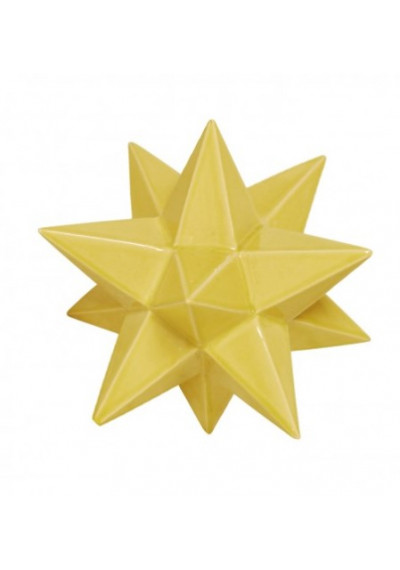 Yellow Ceramic Star Crackle Glaze Finish Table Top Decor