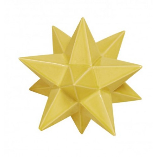 Yellow Ceramic Star Crackle Glaze Finish Table Top Decor