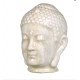 Distressed White Crackle Glaze Buddha Head 