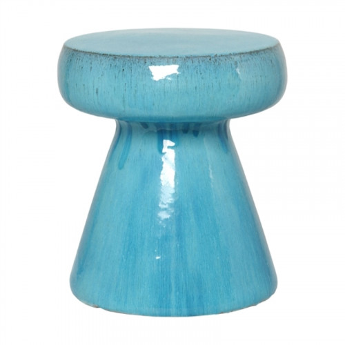Blue Turquoise Aqua Mushroom Shape Ceramic Garden Stool Table