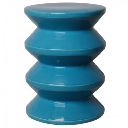 Funky Accordion Turquoise Blue Ceramic Garden Stool Table
