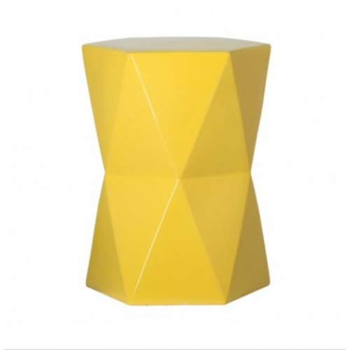Yellow Ceramic Geometric Design Garden Stool Accent Table