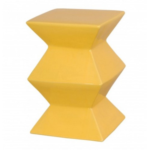 Bright Yellow Accordion Ceramic Garden Stool Table