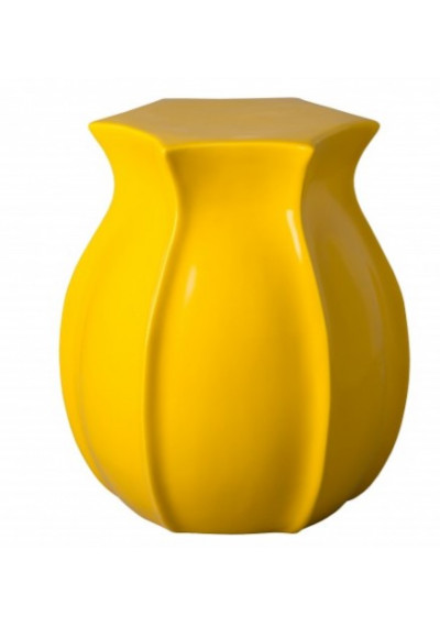 Bright Yellow Tulip Shape Ceramic Garden Stool Table