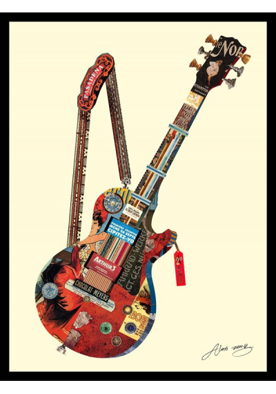 Hand Made Collage Art - Fab Guitar