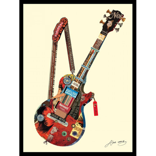 Hand Made Collage Art - Fab Guitar