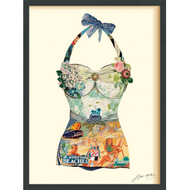Collage Art - Beach Day One Piece Bathing Suit