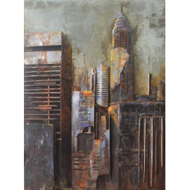Hand Painted Chrysler Building Iron Wall Sculpture Mixed Media 