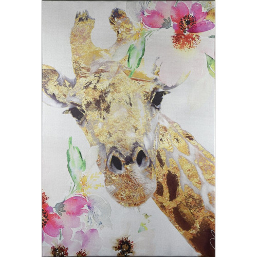Sweet Giraffe Silver Canvas Giclee Wall Art