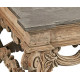 Ornate Baroque Carved Wood Faux Concrete Top Coffee Table -1 left