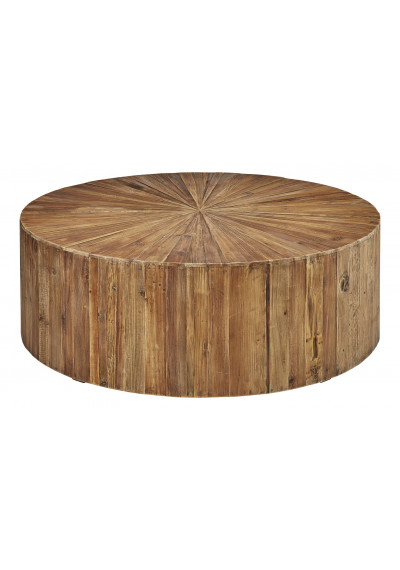 Round Exploding Star Design Fir Wood Coffee Table