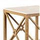 White Marble & Oak Geometric Design Accent Side Table