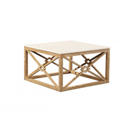 White Marble & Oak Geometric Design Coffee Table