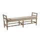 French Country Style Long Bench Burlap Seat