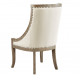 Driftwood Finish Oak & White Linen Dining Accent Chair Set of 2