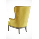 Lemon Yellow Velvet Stately Tall Wing Back Chair