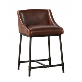Leather & Iron Pipe Comfort Counter Bar Stool