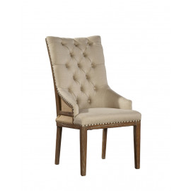Deconstructed Wood & Linen High Back Dining Accent Chair Set of 2