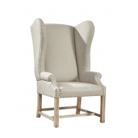 White Linen Large Wing Dining Accent Chair 