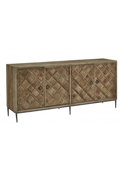 Checkerboard Design Elm Wood Cabinet Sideboard