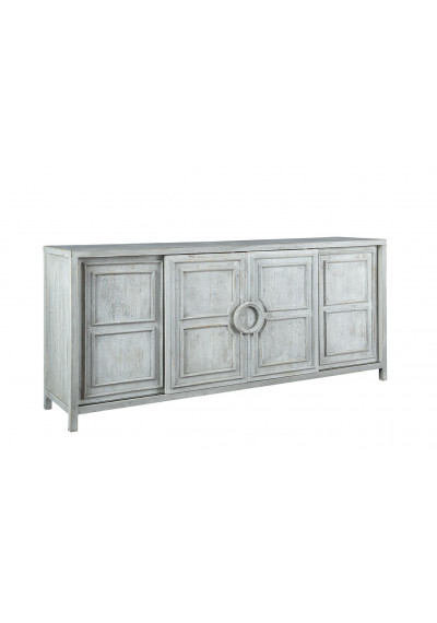 Distressed Grey Sliding Door Panels Sideboard Cabinet