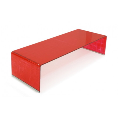 Ruby Red Curved Glass Coffee Table