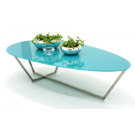 Aqua Glass Table Top Stainless Steel Legs