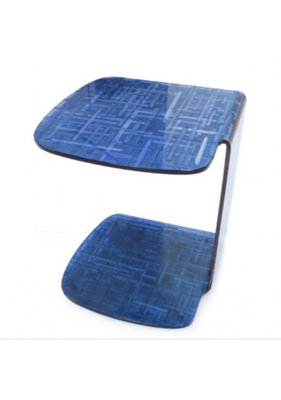 Blue Bent Glass Side Table
