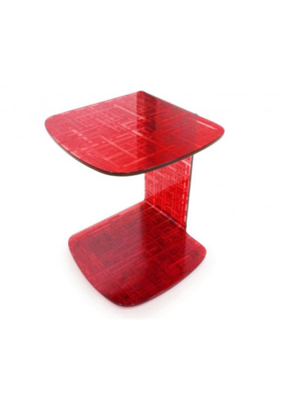Ruby Red Bent Glass Side Table