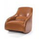 Light Brown Leather Contemporary Wave Accent Chair