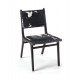 Cowhide Dark Brown Wood Dining Chair