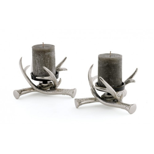 Antler Candle Holders Nickel & Brass (set of two)