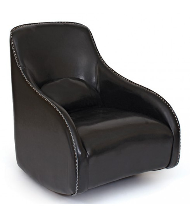 Black Leather Contemporary Wave Accent, Leather Contemporary Chair