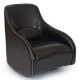 Black Leather Contemporary Wave Accent Chair