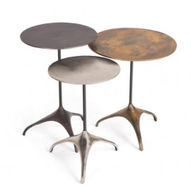 Copper Silver Bronze Round Set of 3 Accent Side Tables