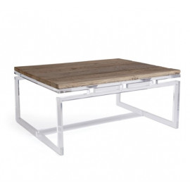 Recycled Elm & Acrylic Base Square Coffee Table