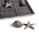 Shells & Starfish Silver Pewter Tic Tac Toe Game