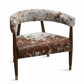 Spotted Cow Hide Curved Accent Arm Chair