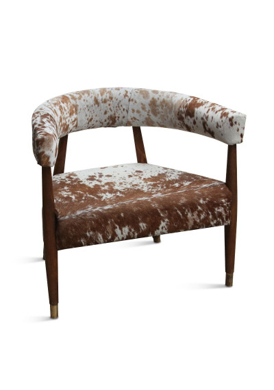 Spotted Cow Hide Curved Accent Arm Chair