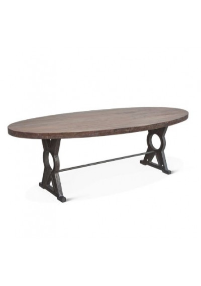 Oval Reclaimed Wood Industrial Farmhouse Dining Table