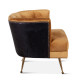 Chocolate Leather & Golden Velvet Curved Back Accent Chair