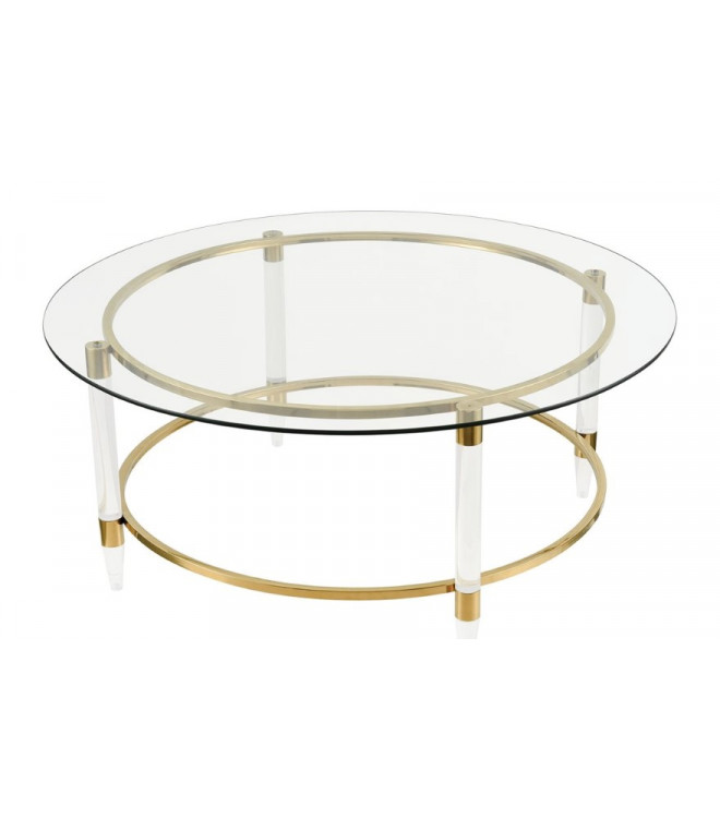 Acrylic Leg Round Coffee Table Gold, Gold Metal Coffee Table With Glass Top