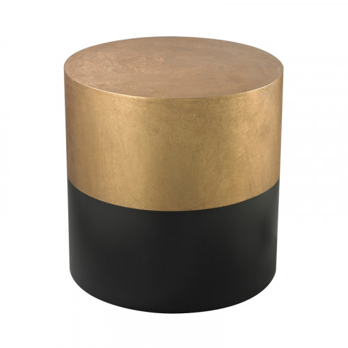Black & Gold Round Wood Accent Table