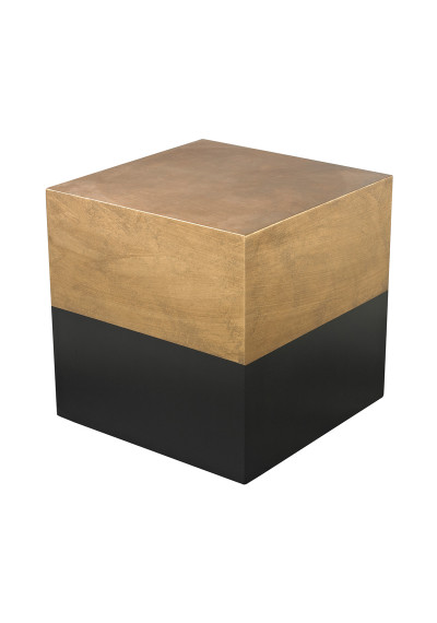 Black & Gold Cube Wood Accent Table