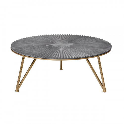 Pleated Top Gold & Silver Round Cocktail Table