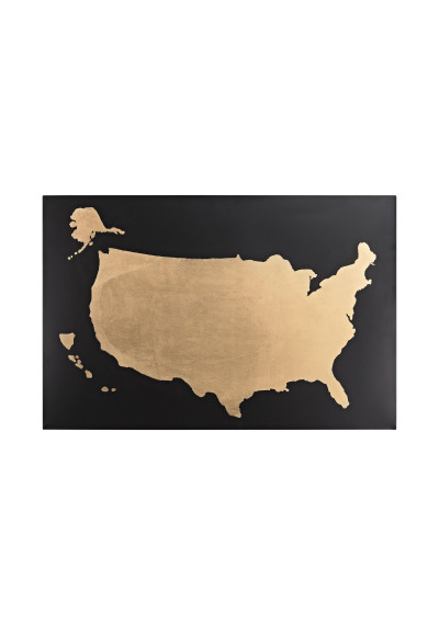 United States Map Black & Gold Metallic Wall Art