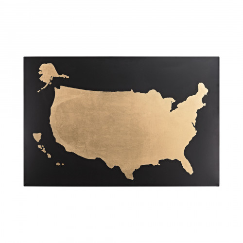 United States Map Black & Gold Metallic Wall Art